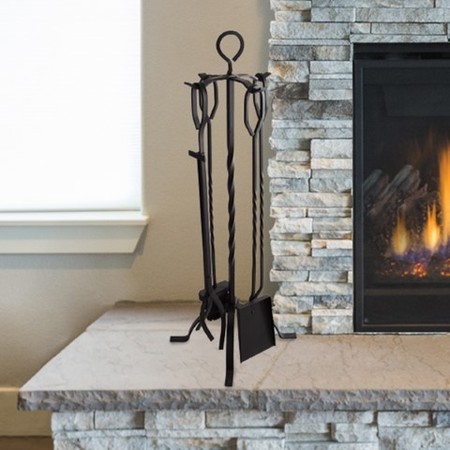 Hastings Home Hastings Home Fireplace Tool Set and Stand, Black 390163STJ